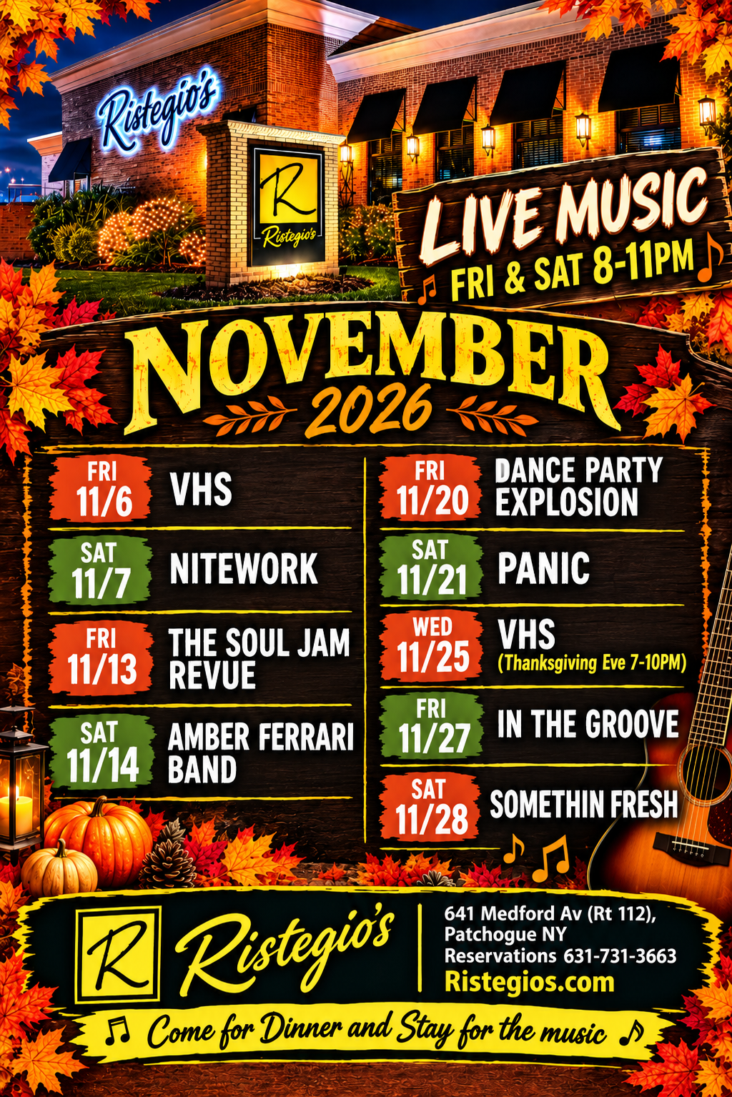 Ristegio’s November 2026 Live Music Poster